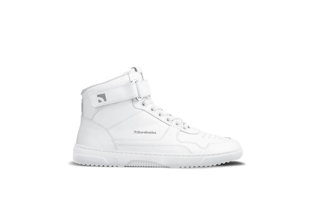Barefoot Sneakers Barebarics Zing - High Top - All White - Leather - Barefoot Shoe Store