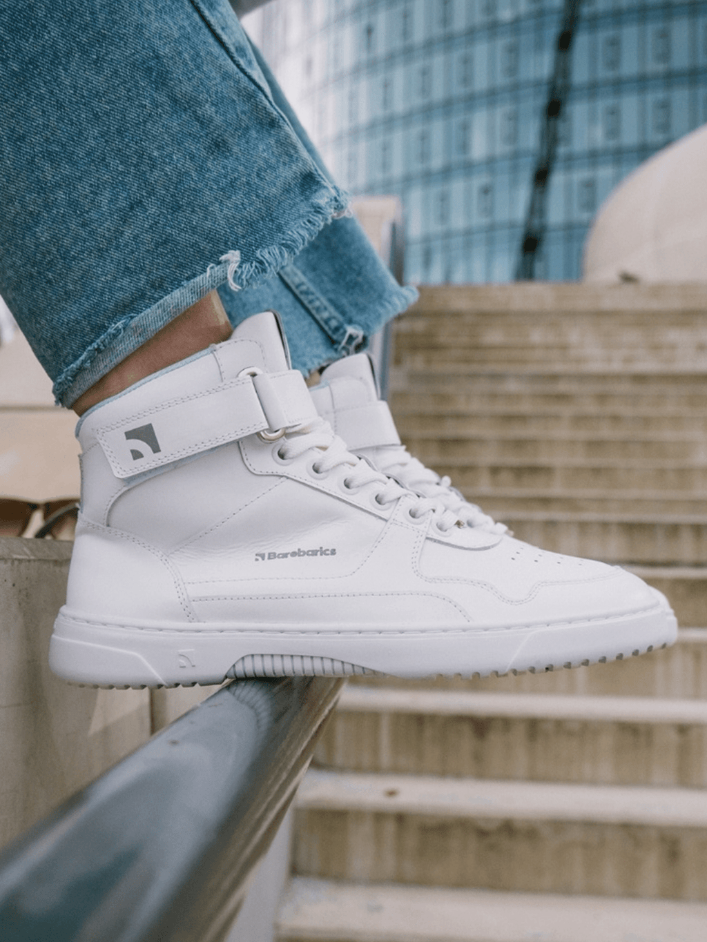 Barefoot Sneakers Barebarics Zing - High Top - All White - Leather - Barefoot Shoe Store