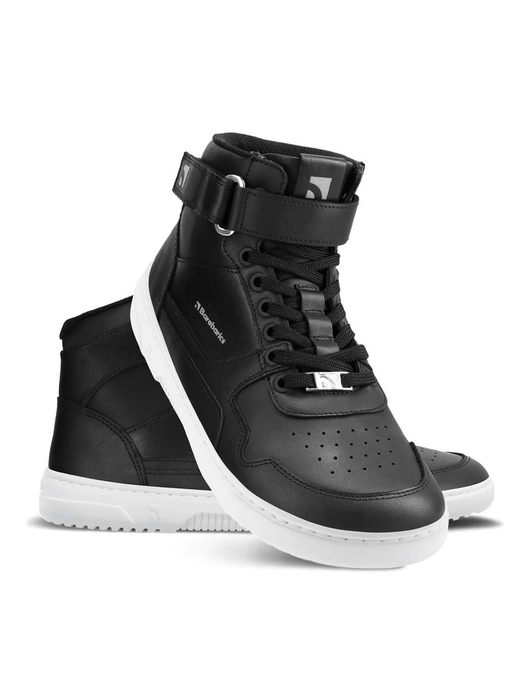 Barefoot Sneakers Barebarics Zing - High Top - Black & White - Leather - Barefoot Shoe Store