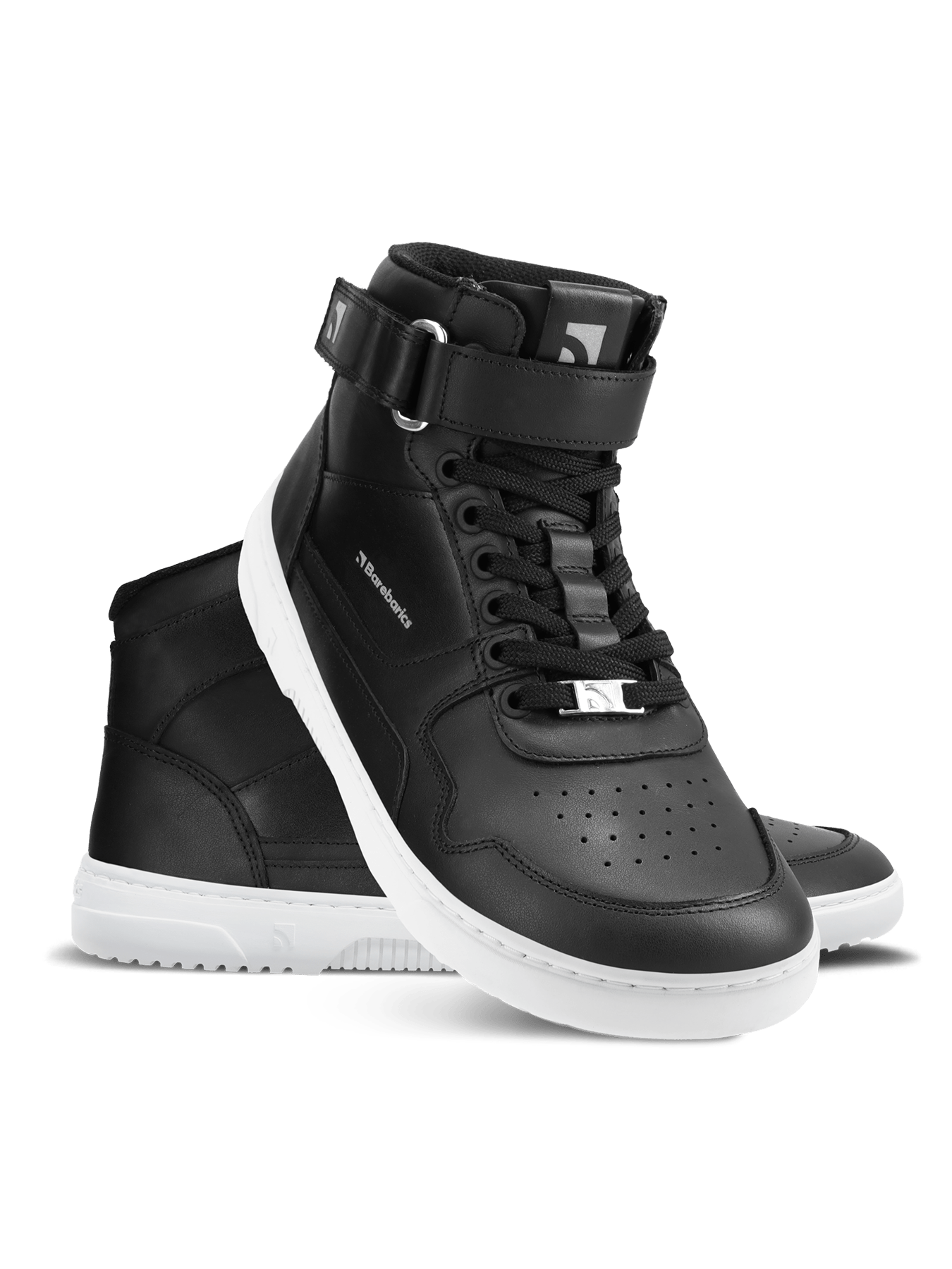 Barefoot Sneakers Barebarics Zing - High Top - Black & White - Leather - Barefoot Shoe Store