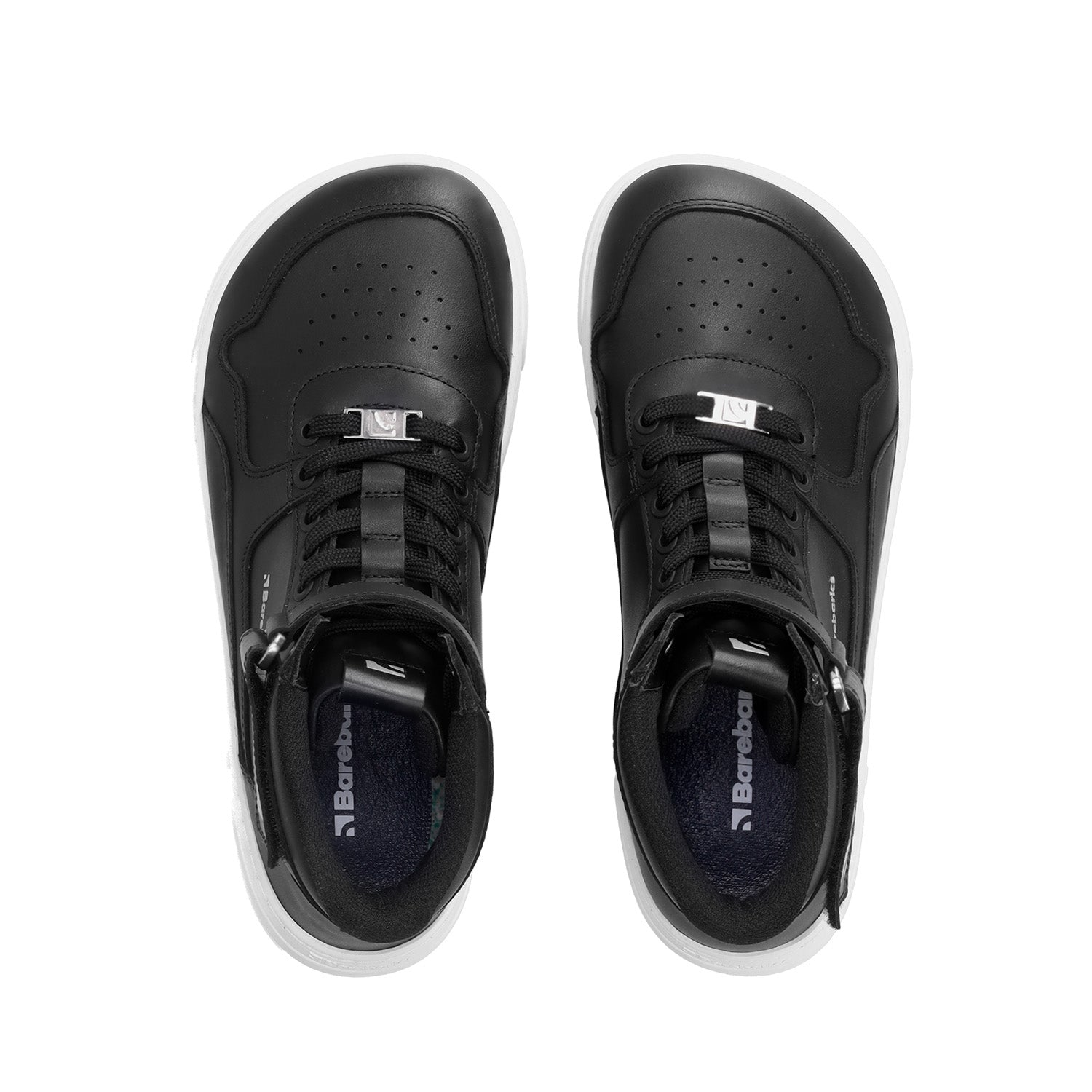 Barefoot Sneakers Barebarics Zing - High Top - Black & White - Leather - Barefoot Shoe Store