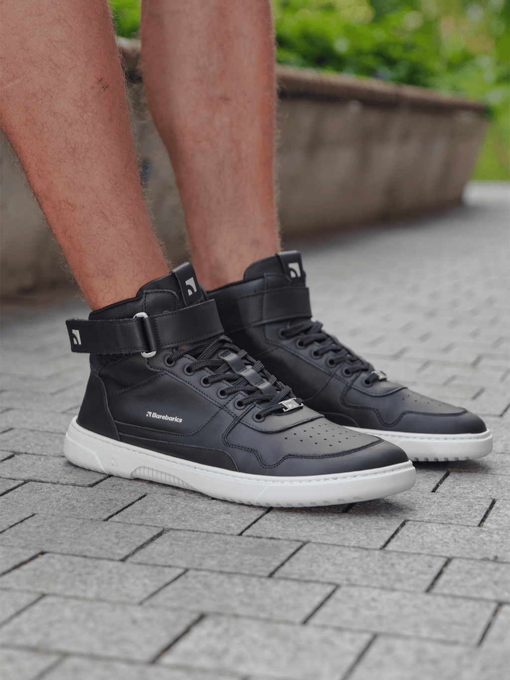 Barefoot Sneakers Barebarics Zing - High Top - Black & White - Leather - Barefoot Shoe Store