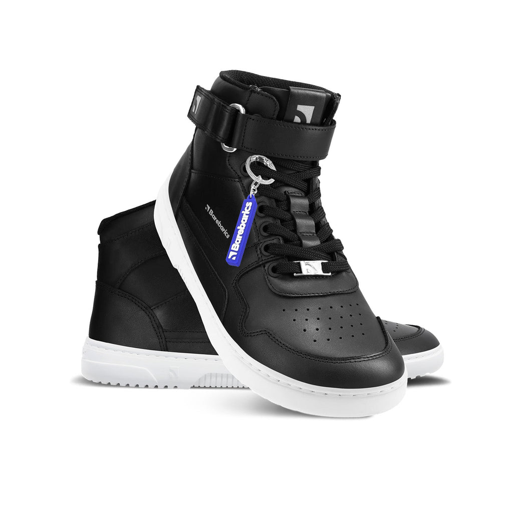 Barefoot Sneakers Barebarics Zing - High Top - Black & White - Leather - Barefoot Shoe Store