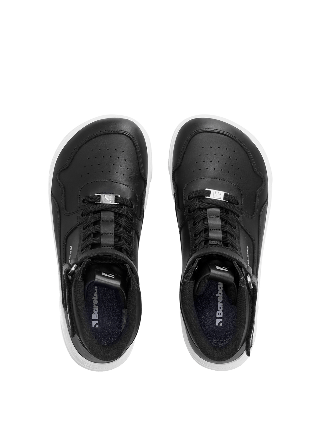 Barefoot Sneakers Barebarics Zing - High Top - Black & White - Leather - Barefoot Shoe Store