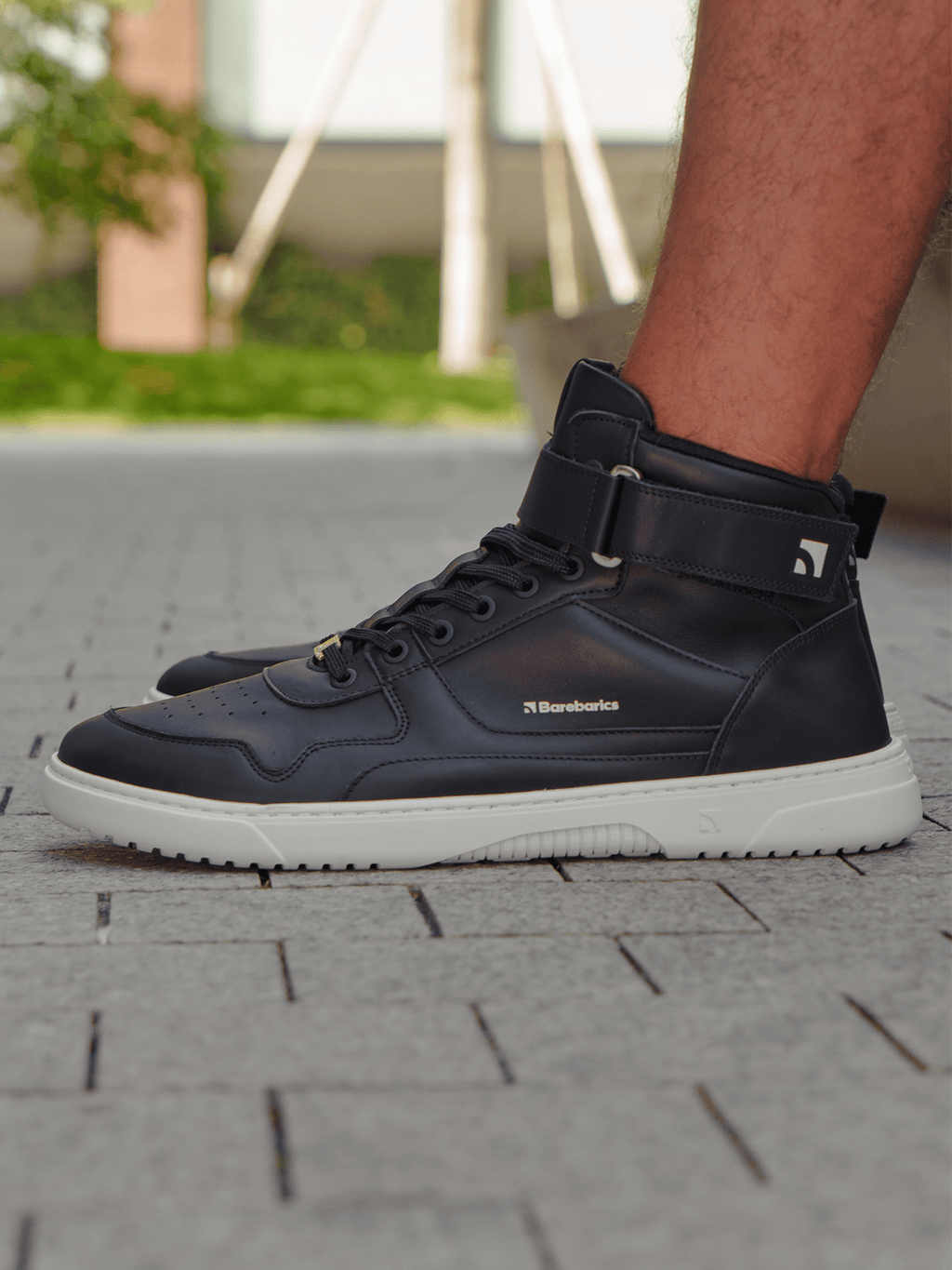 Barefoot Sneakers Barebarics Zing - High Top - Black & White - Leather - Barefoot Shoe Store