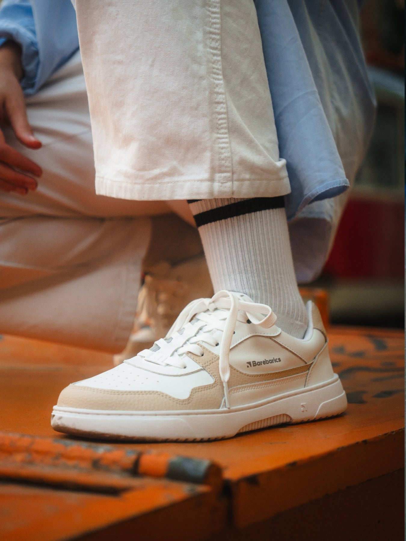 Barefoot Sneakers Barebarics Zing - White & Cream - Barefoot Shoe Store