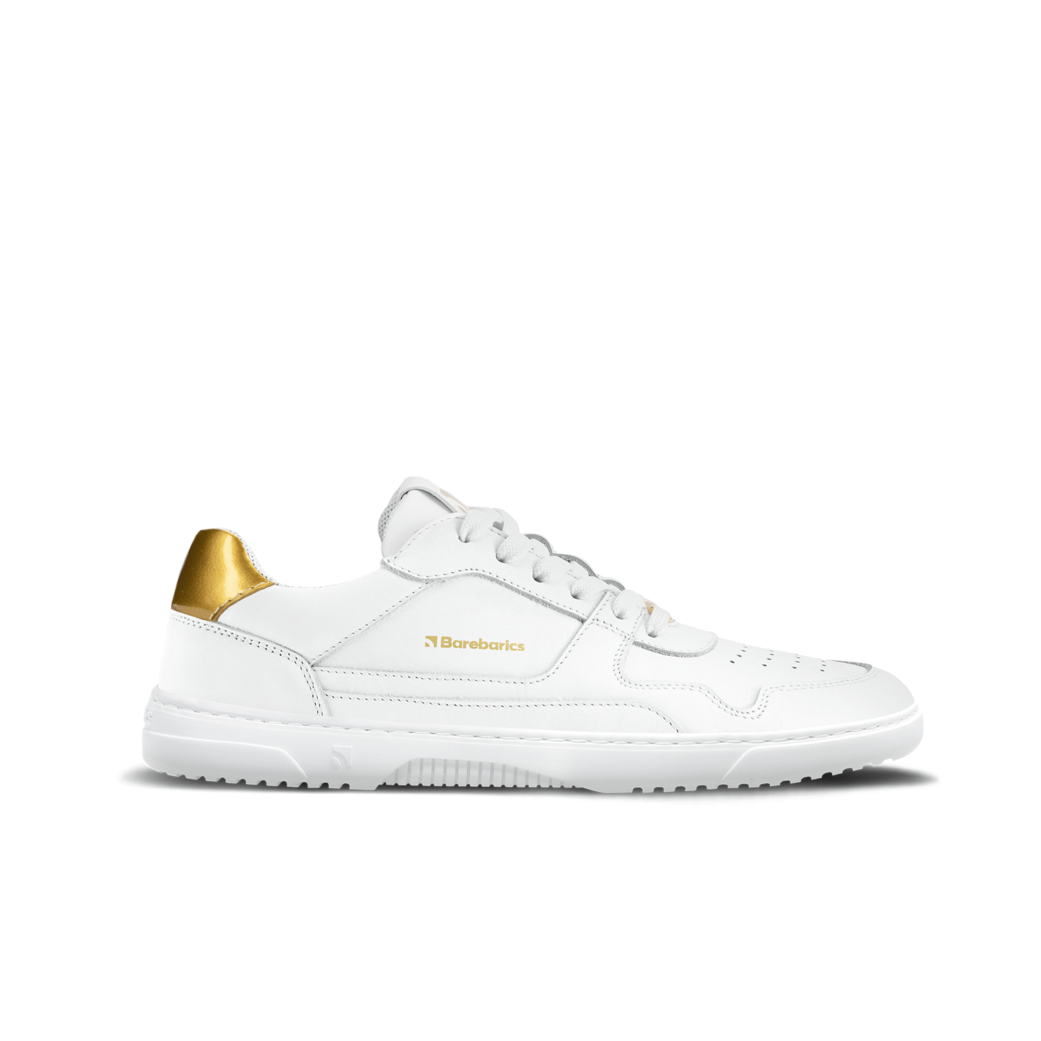 Barefoot Sneakers Barebarics Zing - White & Gold - Leather - Barefoot Shoe Store