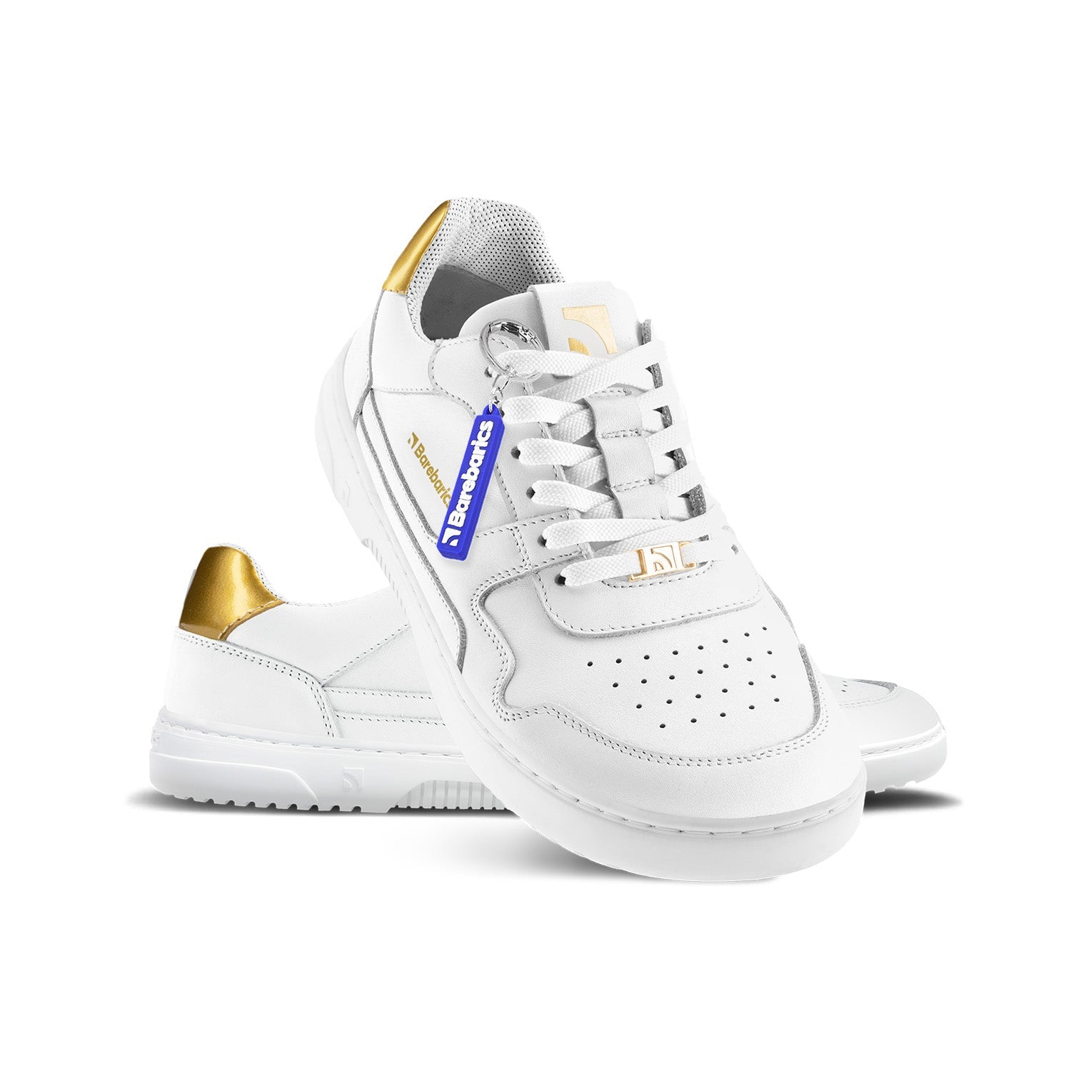 Barefoot Sneakers Barebarics Zing - White & Gold - Leather - Barefoot Shoe Store