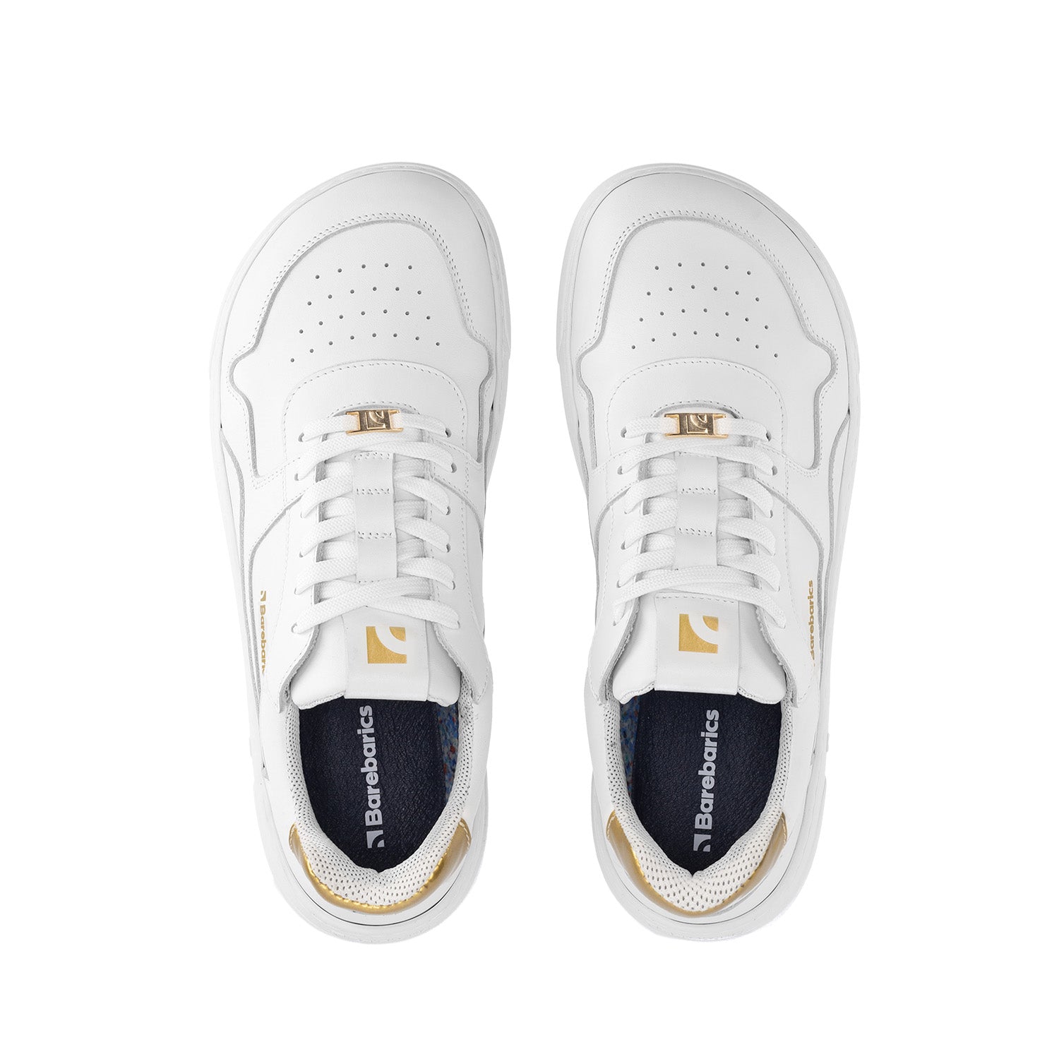 Barefoot Sneakers Barebarics Zing - White & Gold - Leather - Barefoot Shoe Store
