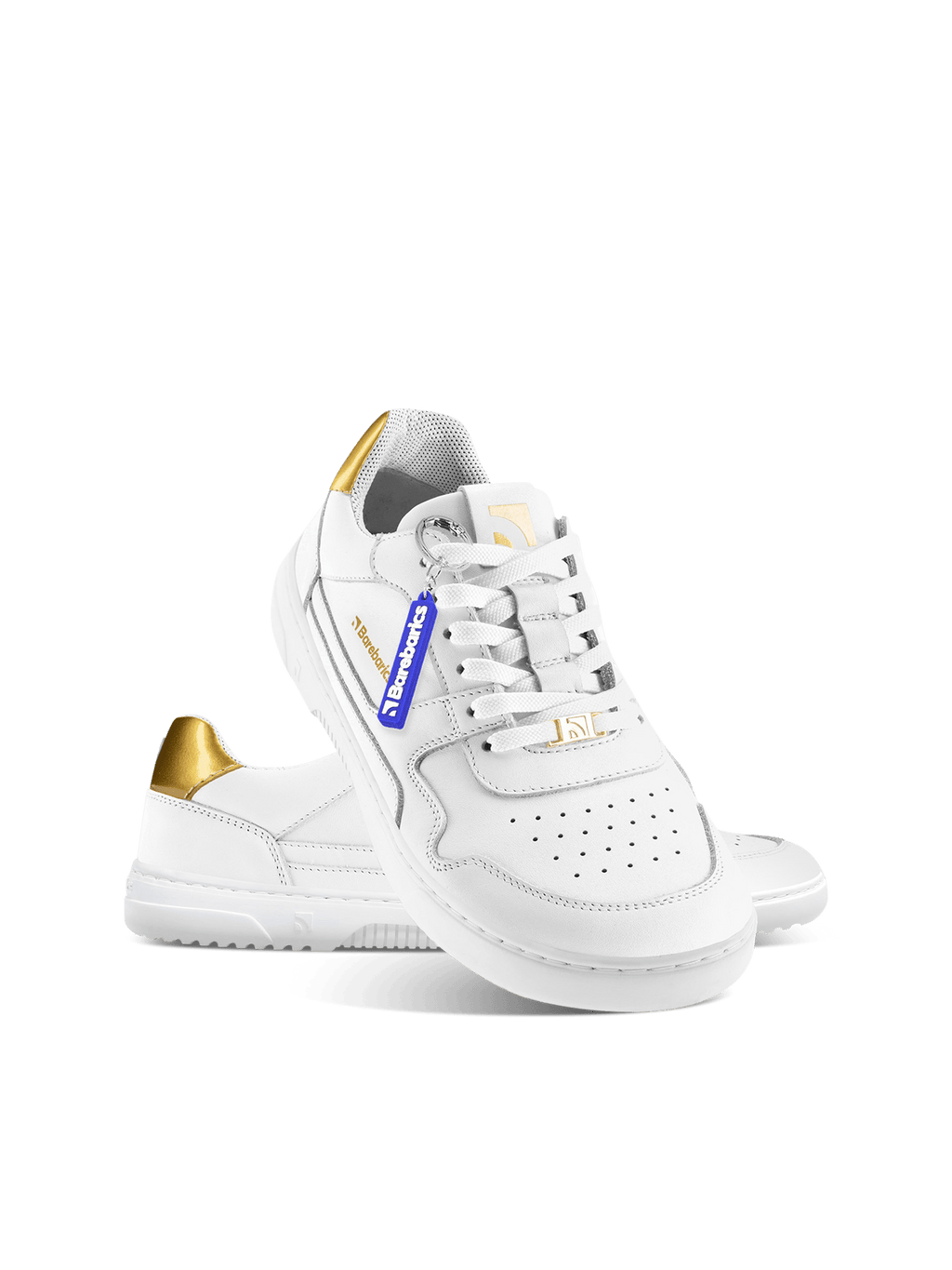 Barefoot Sneakers Barebarics Zing - White & Gold - Leather - Barefoot Shoe Store