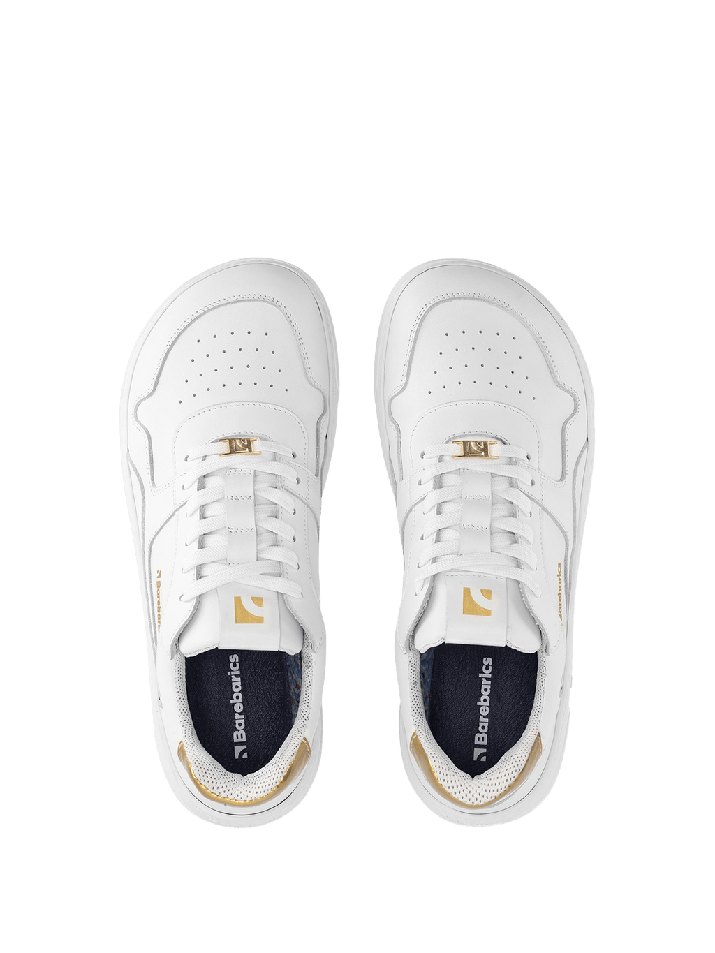 Barefoot Sneakers Barebarics Zing - White & Gold - Leather - Barefoot Shoe Store