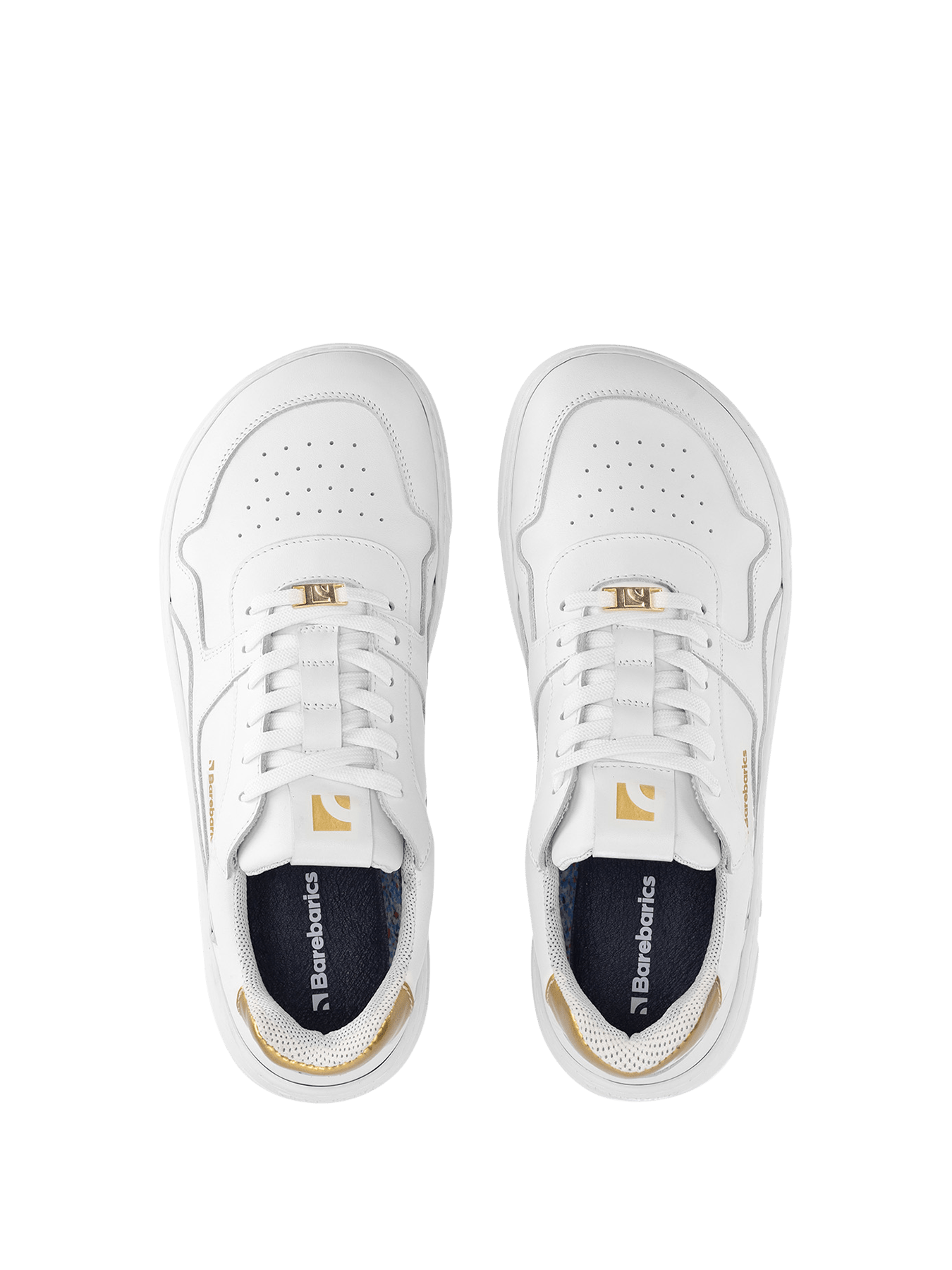 Barefoot Sneakers Barebarics Zing - White & Gold - Leather - Barefoot Shoe Store