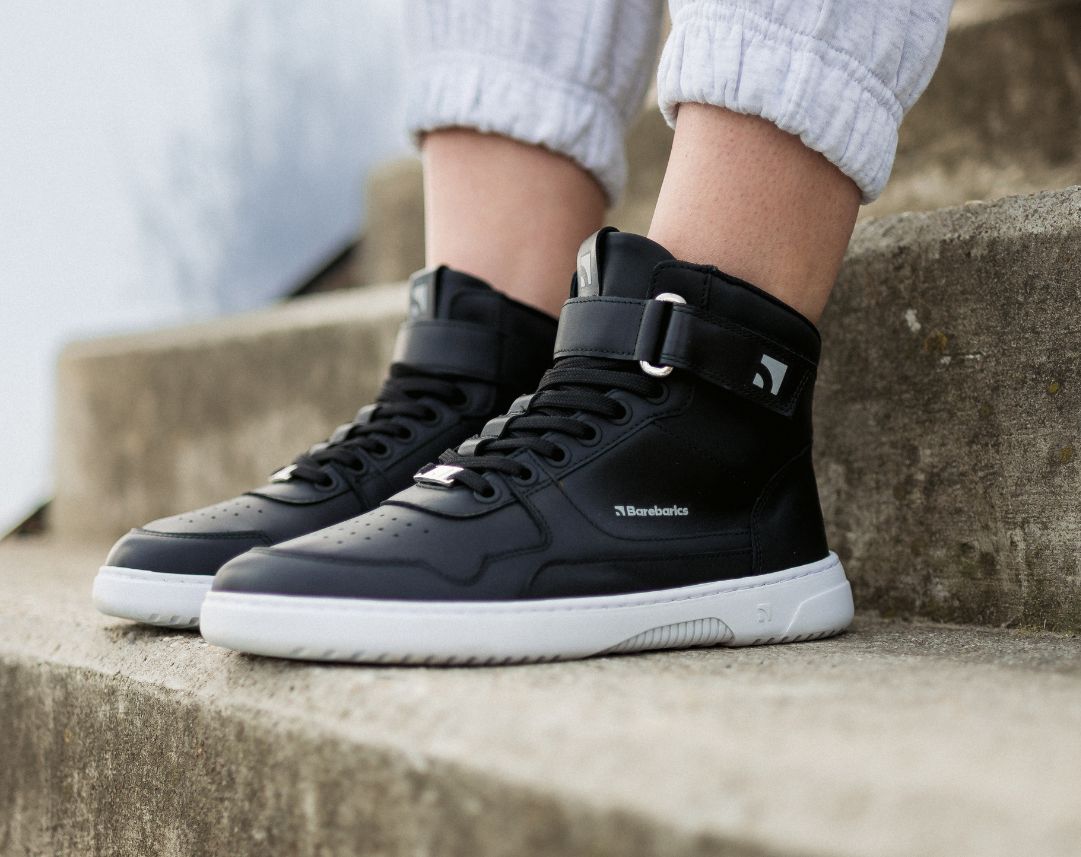 Barefoot Sneakers Barebarics Zing - High Top - Black & White - Leather