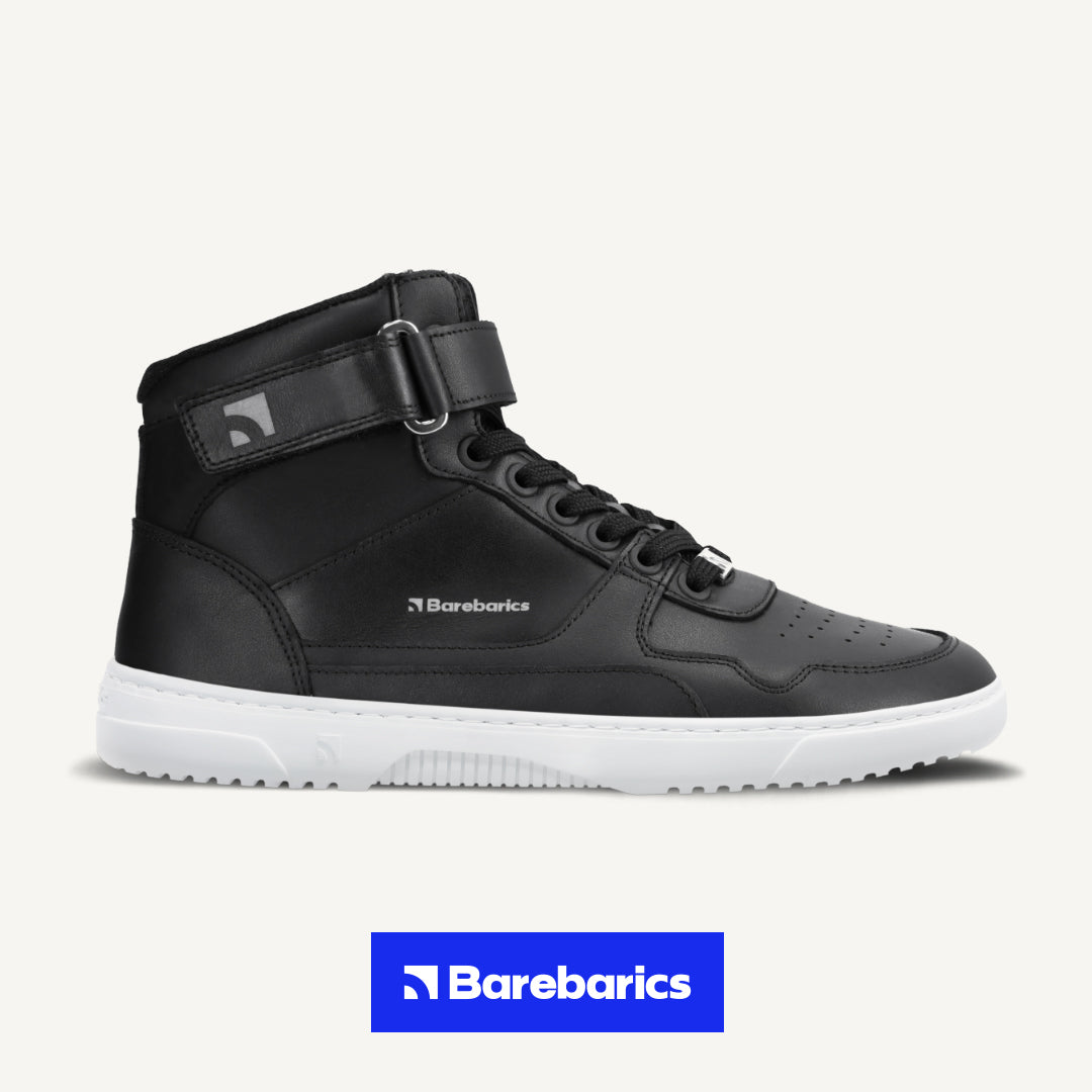 Barefoot Sneakers Barebarics Zing - High Top - Black & White - Leather