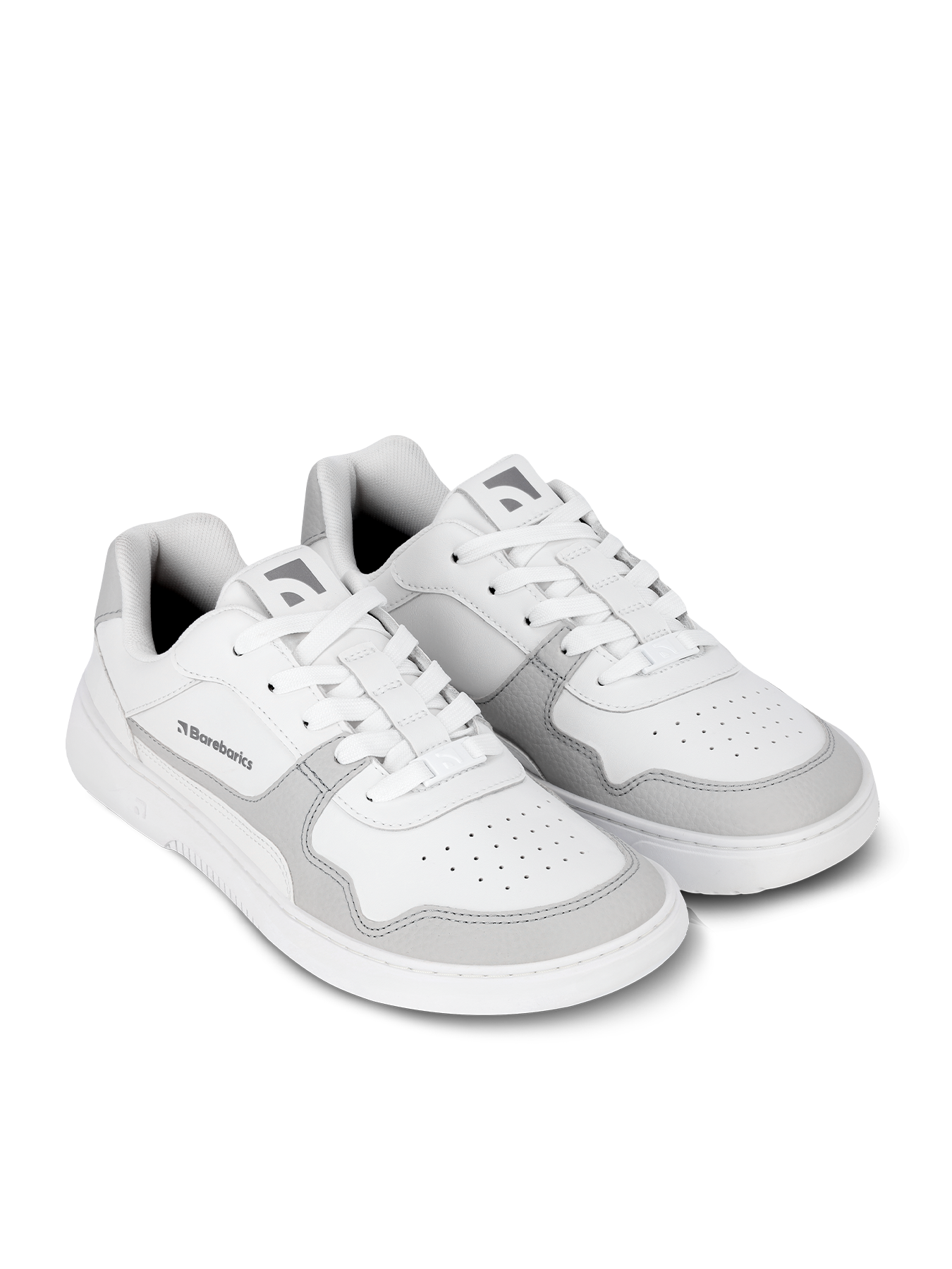 Barefoot Sneakers Barebarics Zing - White & Light Grey - Leather