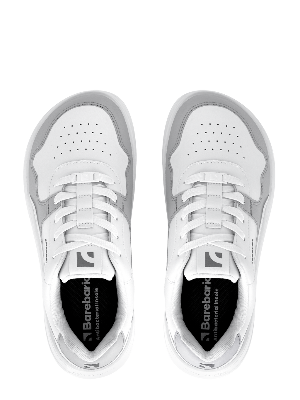 Barefoot Sneakers Barebarics Zing - White & Light Grey - Leather