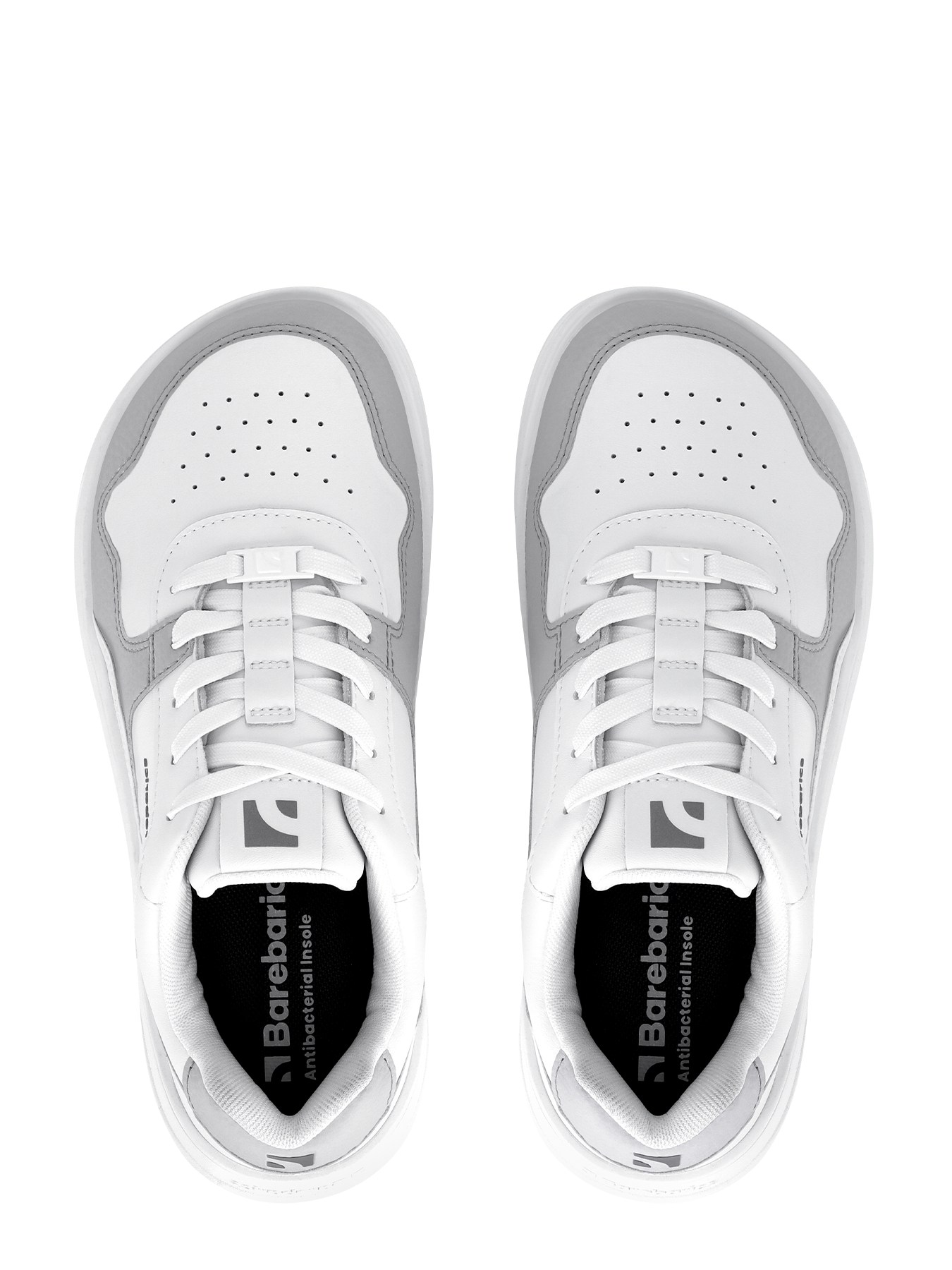 Barefoot Sneakers Barebarics Zing - White & Light Grey - Leather