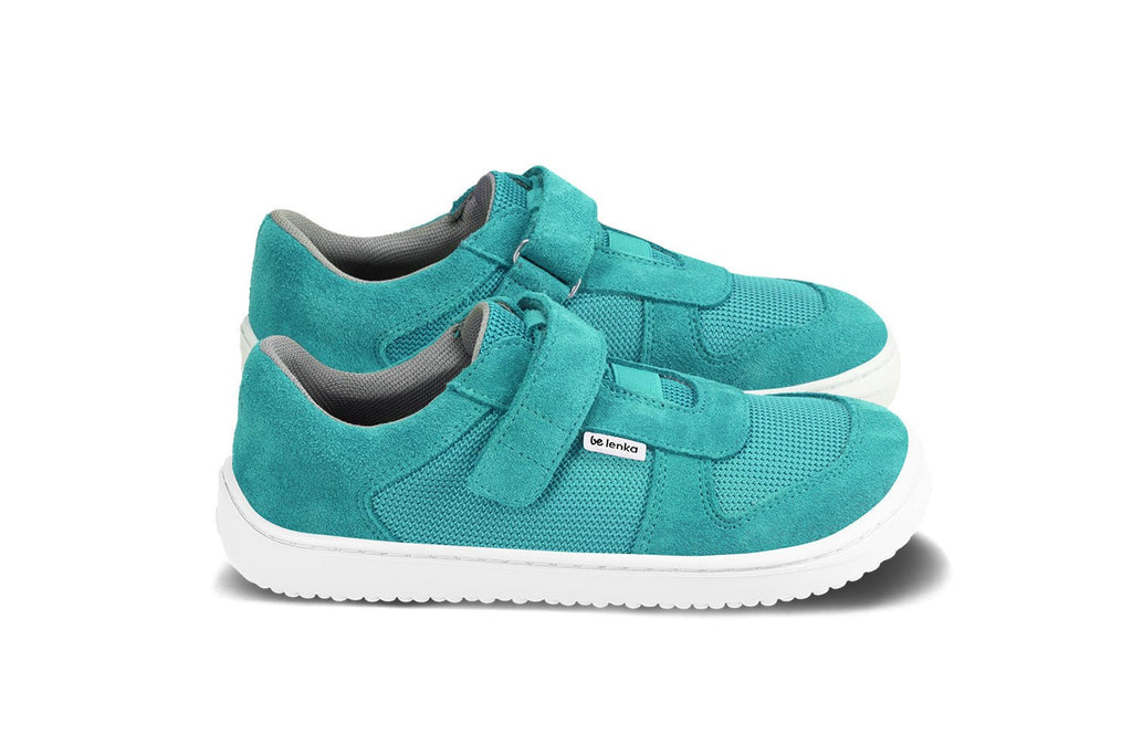 Be Lenka Kids barefoot sneakers Joy - Turquoise & White - Barefoot Shoe Store