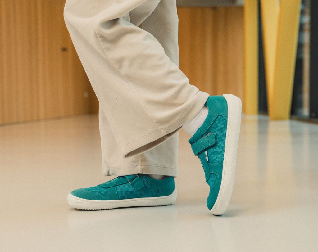 Be Lenka Kids barefoot sneakers Joy - Turquoise & White - Barefoot Shoe Store
