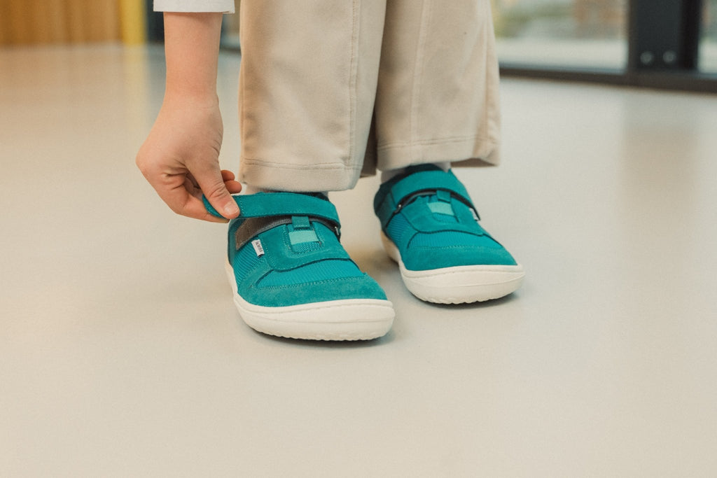 Be Lenka Kids barefoot sneakers Joy - Turquoise & White - Barefoot Shoe Store