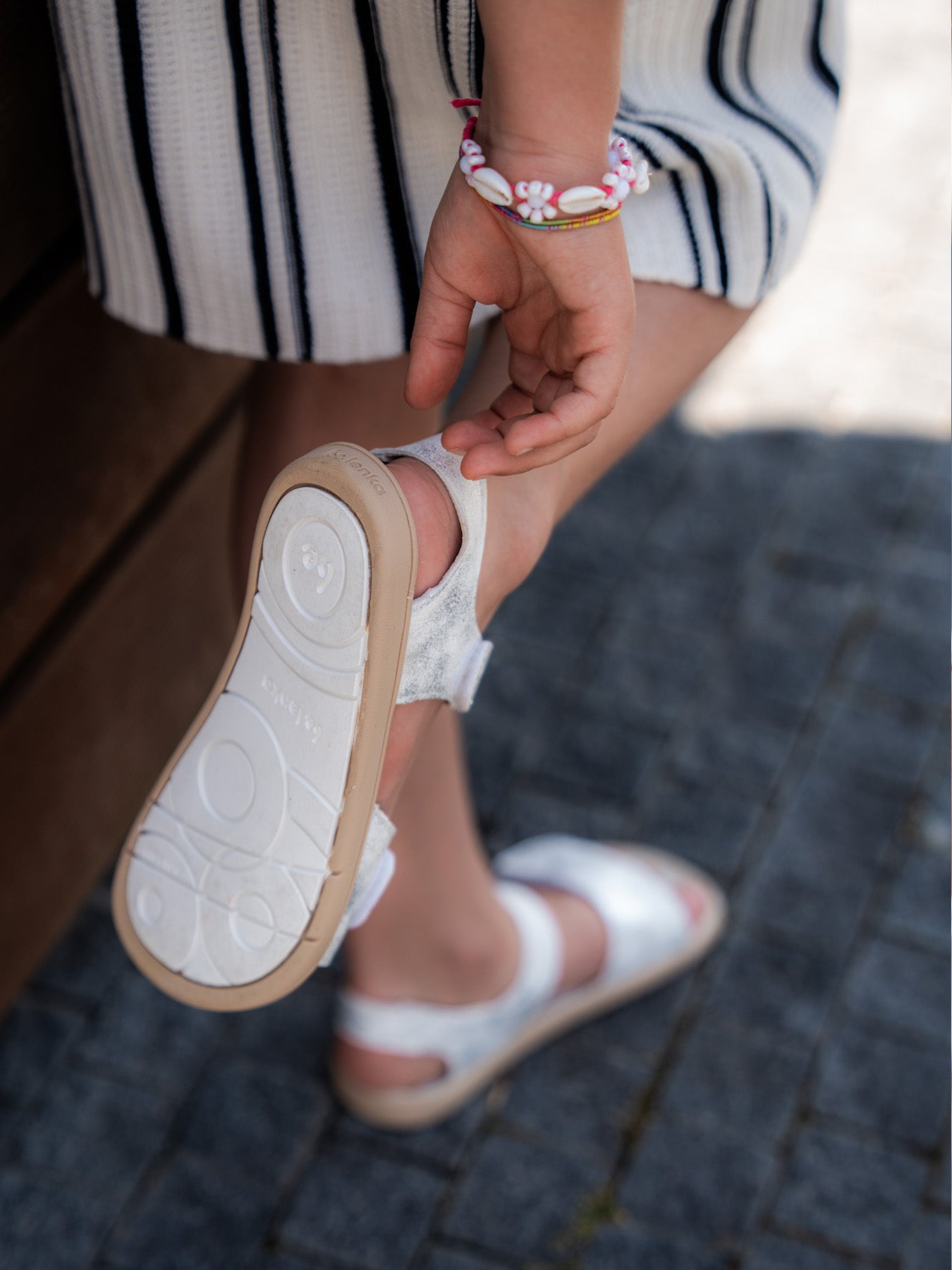 Kids' barefoot sandals Be Lenka Miami Junior - Off-White Sparkle