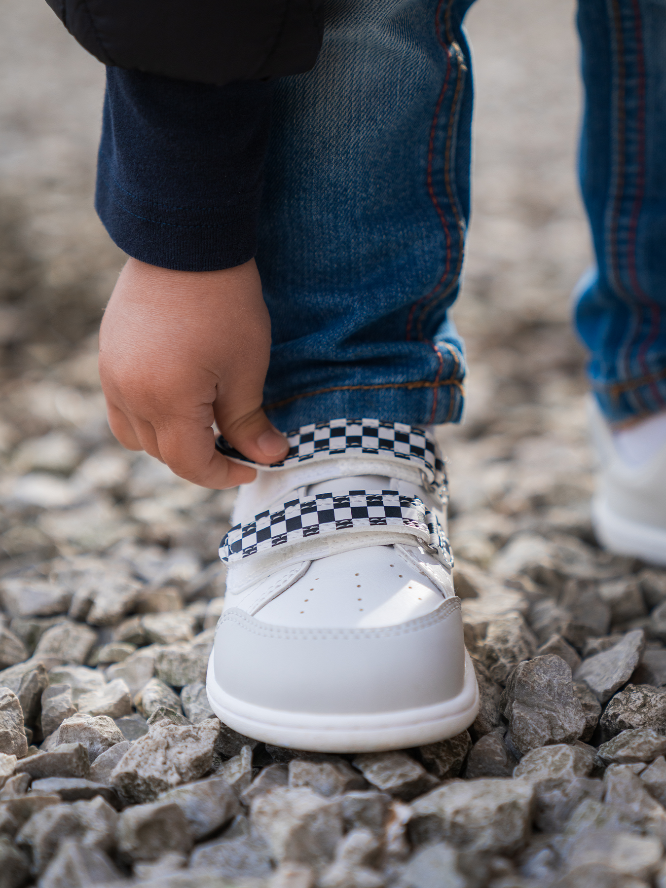 Kids barefoot sneakers Be Lenka Energise Kids - White & Checkerboard