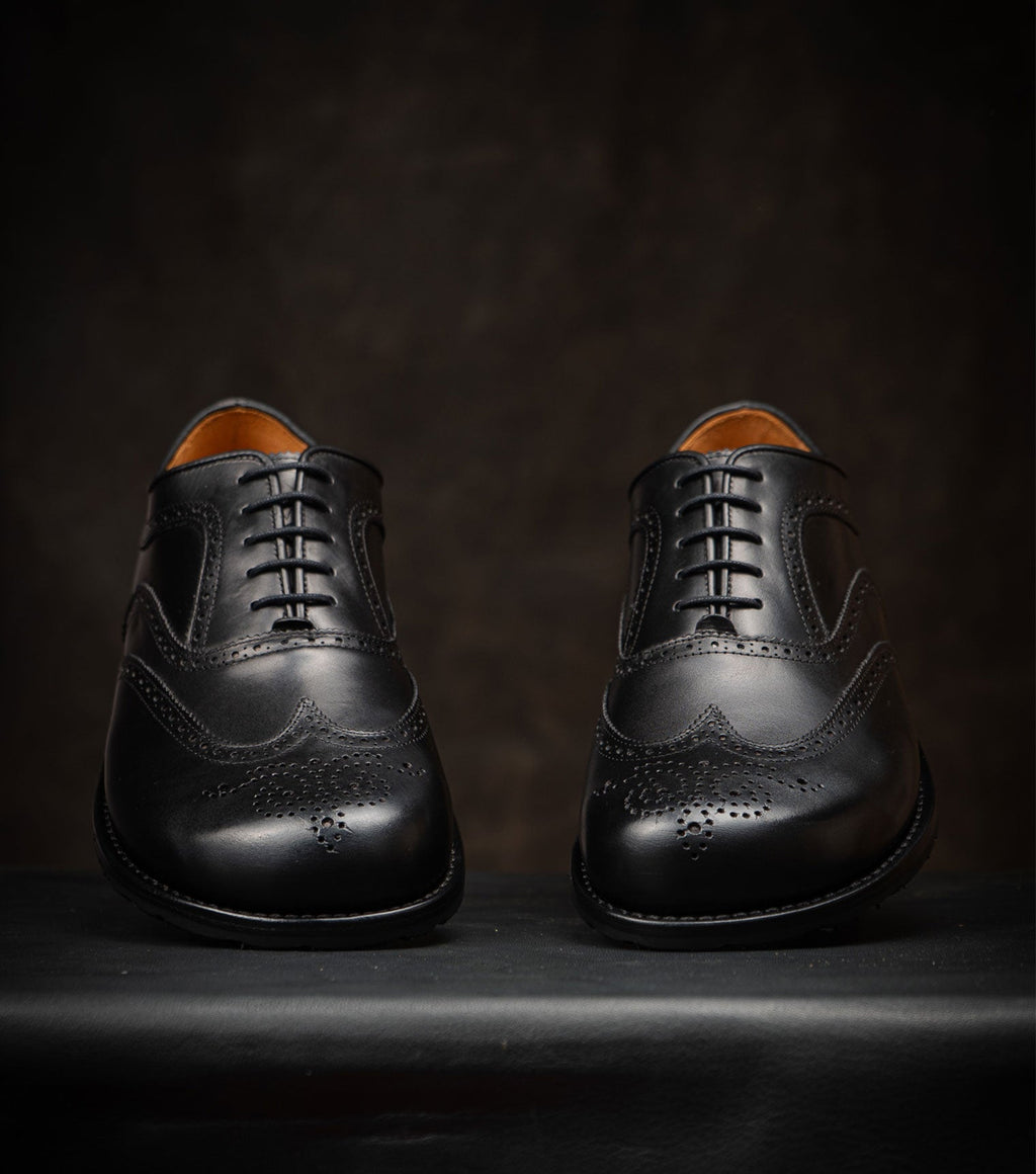 Goodyear Welted Barefoot Oxford Brogue Black - Barefoot Shoe Store