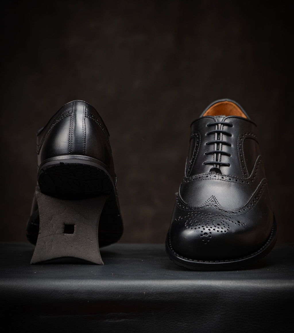 Goodyear Welted Barefoot Oxford Brogue Black - Barefoot Shoe Store