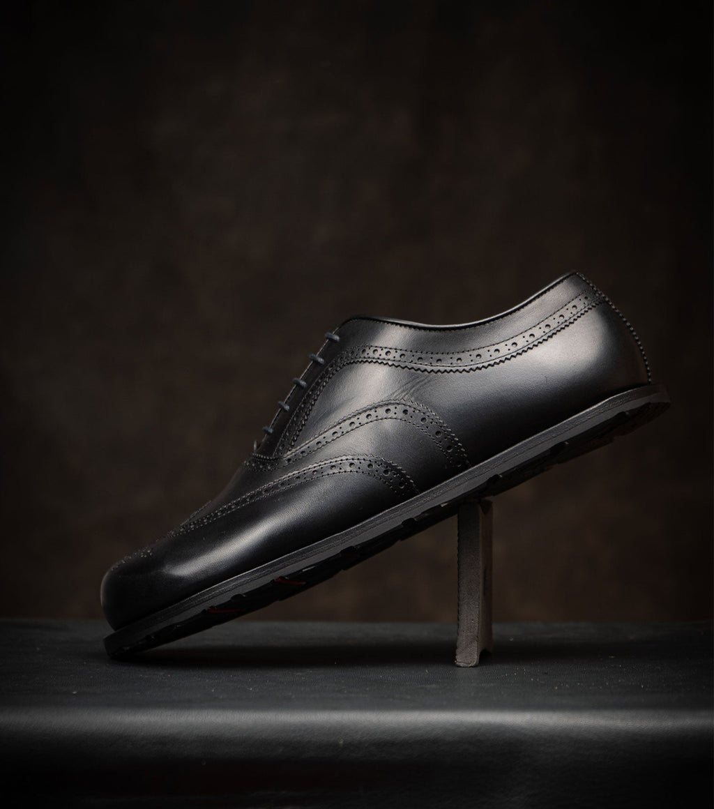 Goodyear Welted Barefoot Oxford Brogue Black - Barefoot Shoe Store