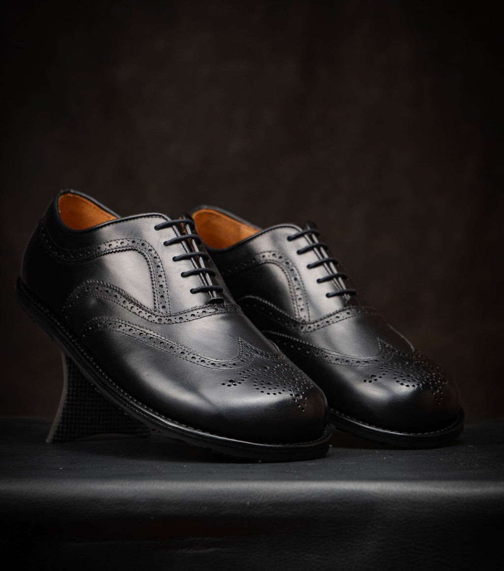 Goodyear Welted Barefoot Oxford Brogue Black - Barefoot Shoe Store