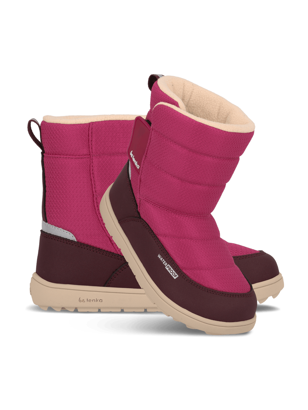 Kid's barefoot snow boots Be Lenka Ailo Junior - Berry - Barefoot Shoe Store
