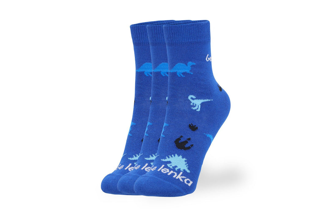 Kids barefoot Socks Be Lenka Kids - Crew - Dino - Royal Blue - 3 pack - Barefoot Shoe Store