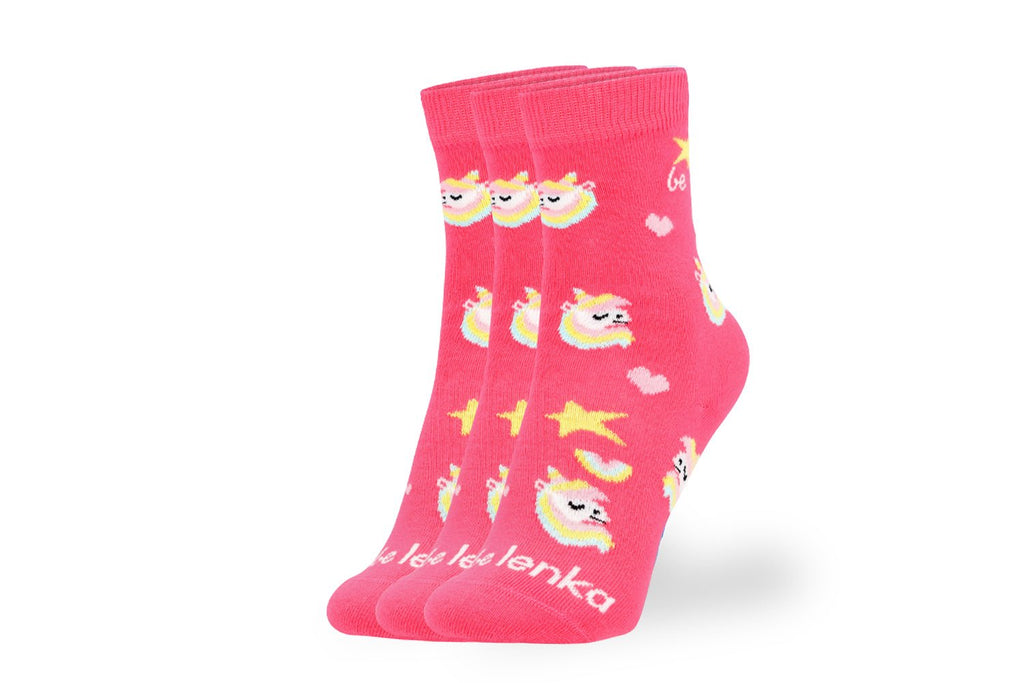 Kids barefoot Socks Be Lenka Kids - Crew - Unicorn - BubleGum Pink - 3 pack - Barefoot Shoe Store