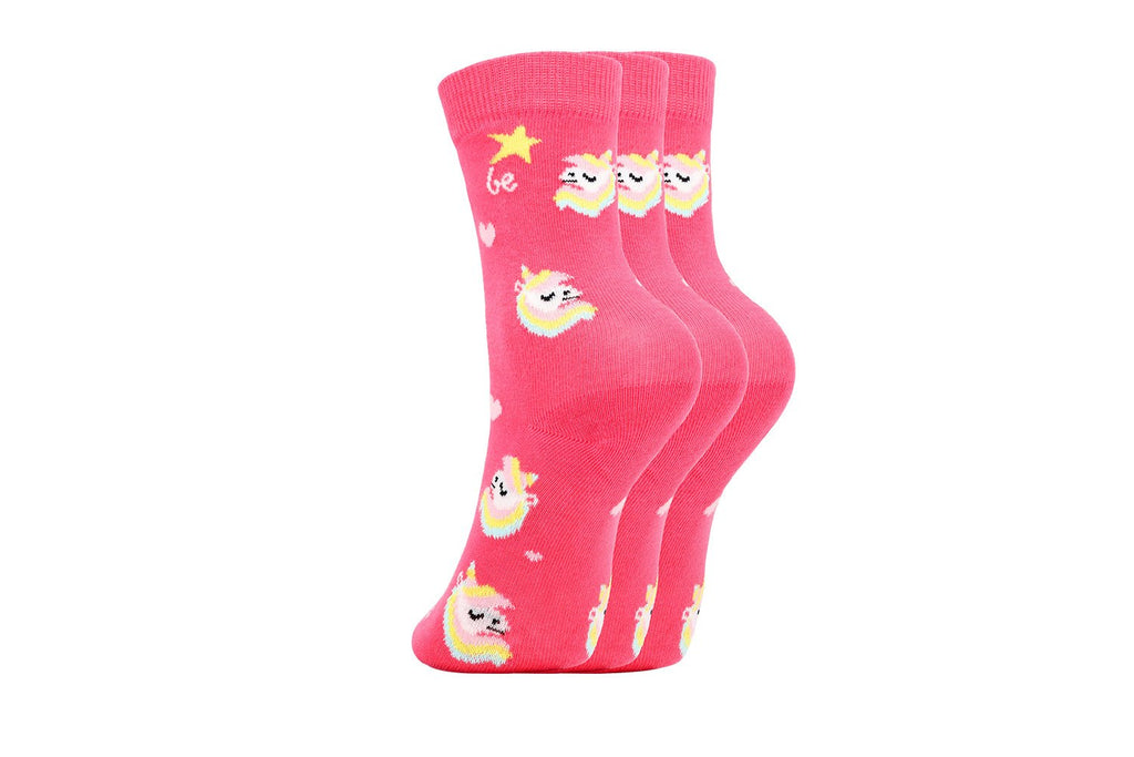 Kids barefoot Socks Be Lenka Kids - Crew - Unicorn - BubleGum Pink - 3 pack - Barefoot Shoe Store