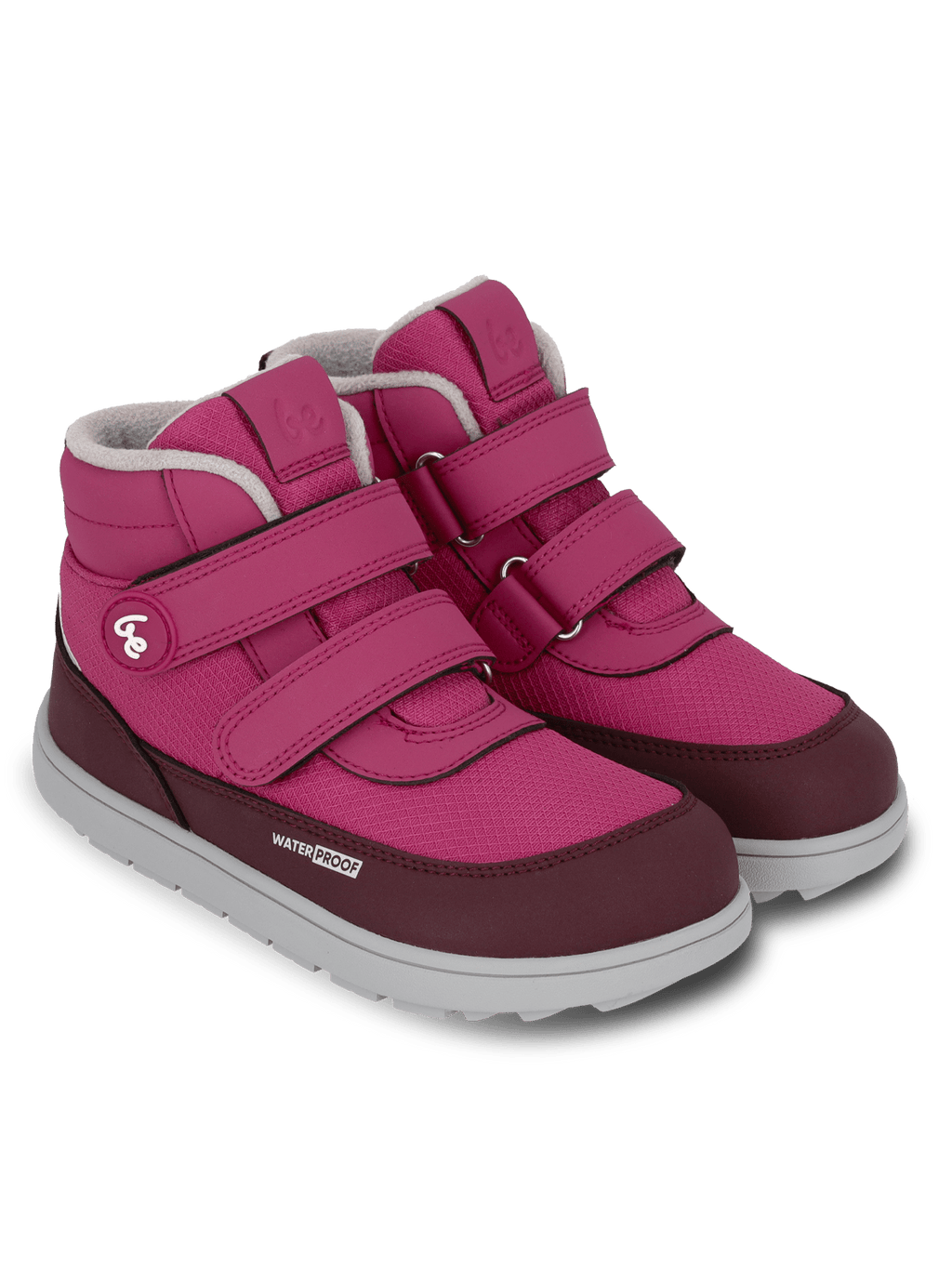 Kids winter barefoot boots Be Lenka Zippu Junior - Berry & Grey - Barefoot Shoe Store