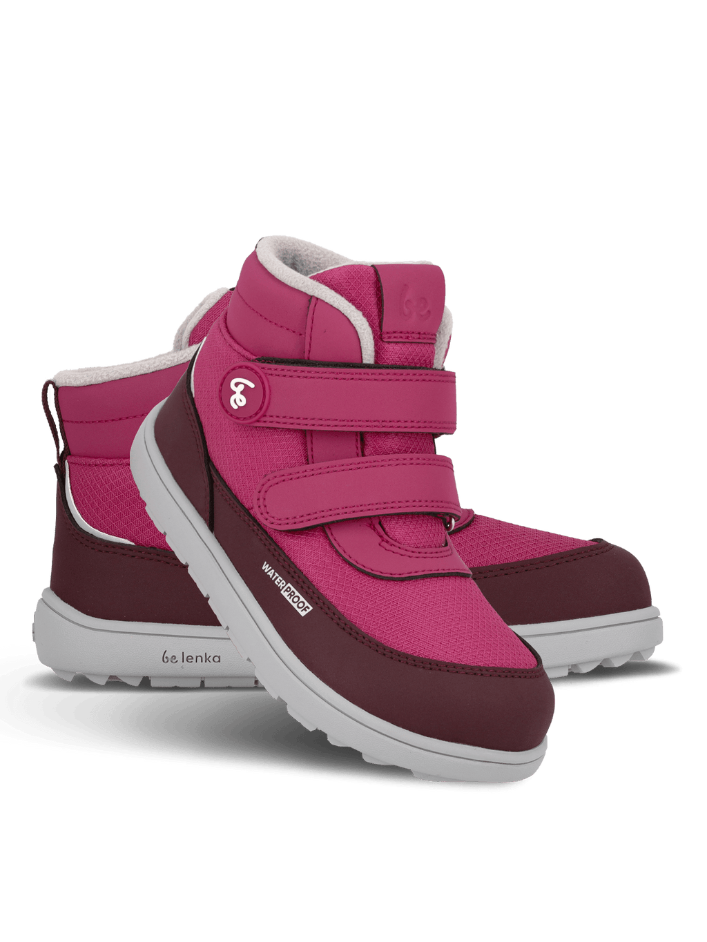 Kids winter barefoot boots Be Lenka Zippu Kids - Berry & Grey - Barefoot Shoe Store