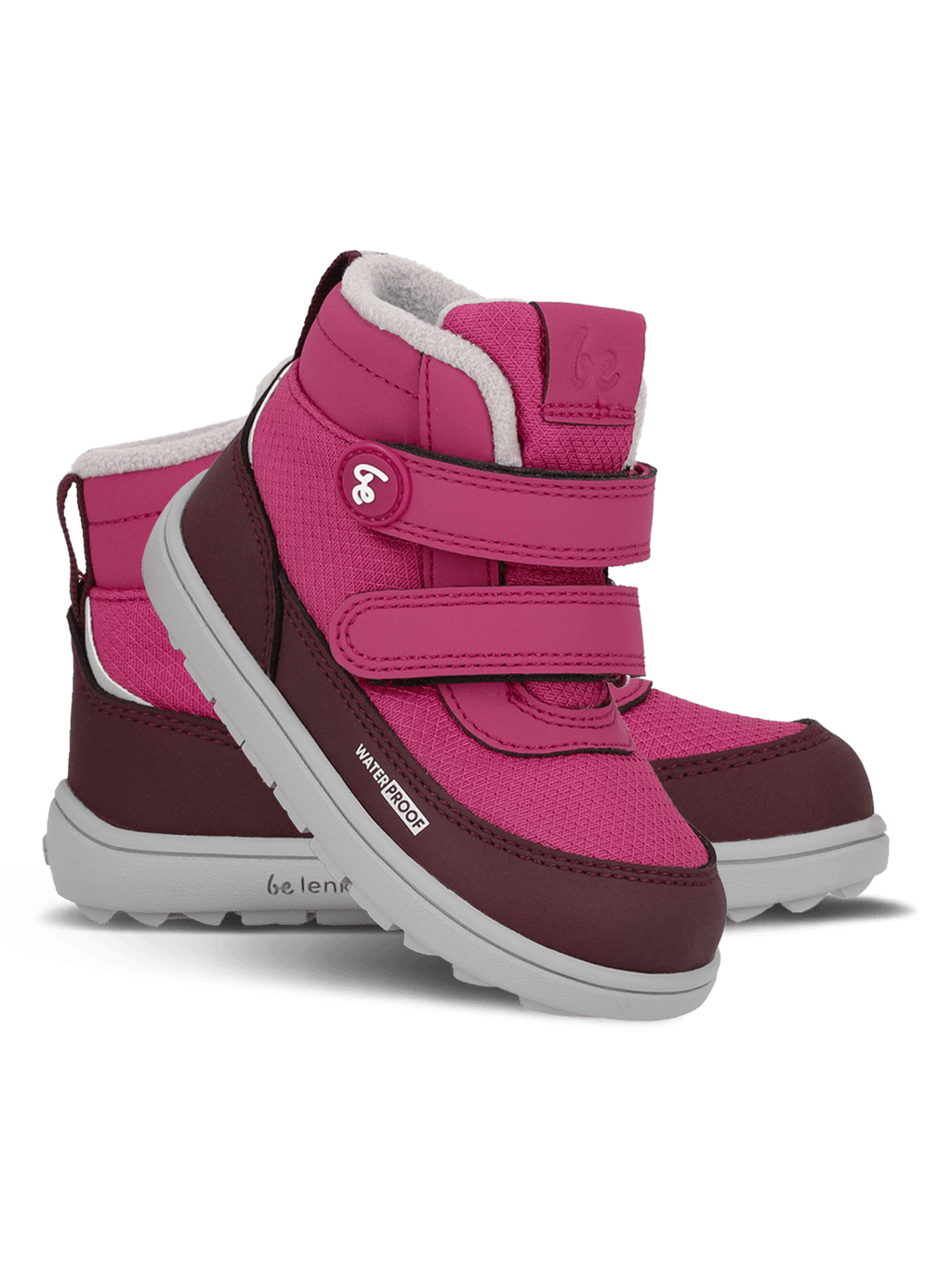 Kids winter barefoot boots Be Lenka Zippu Preschool - Berry & Grey - Barefoot Shoe Store
