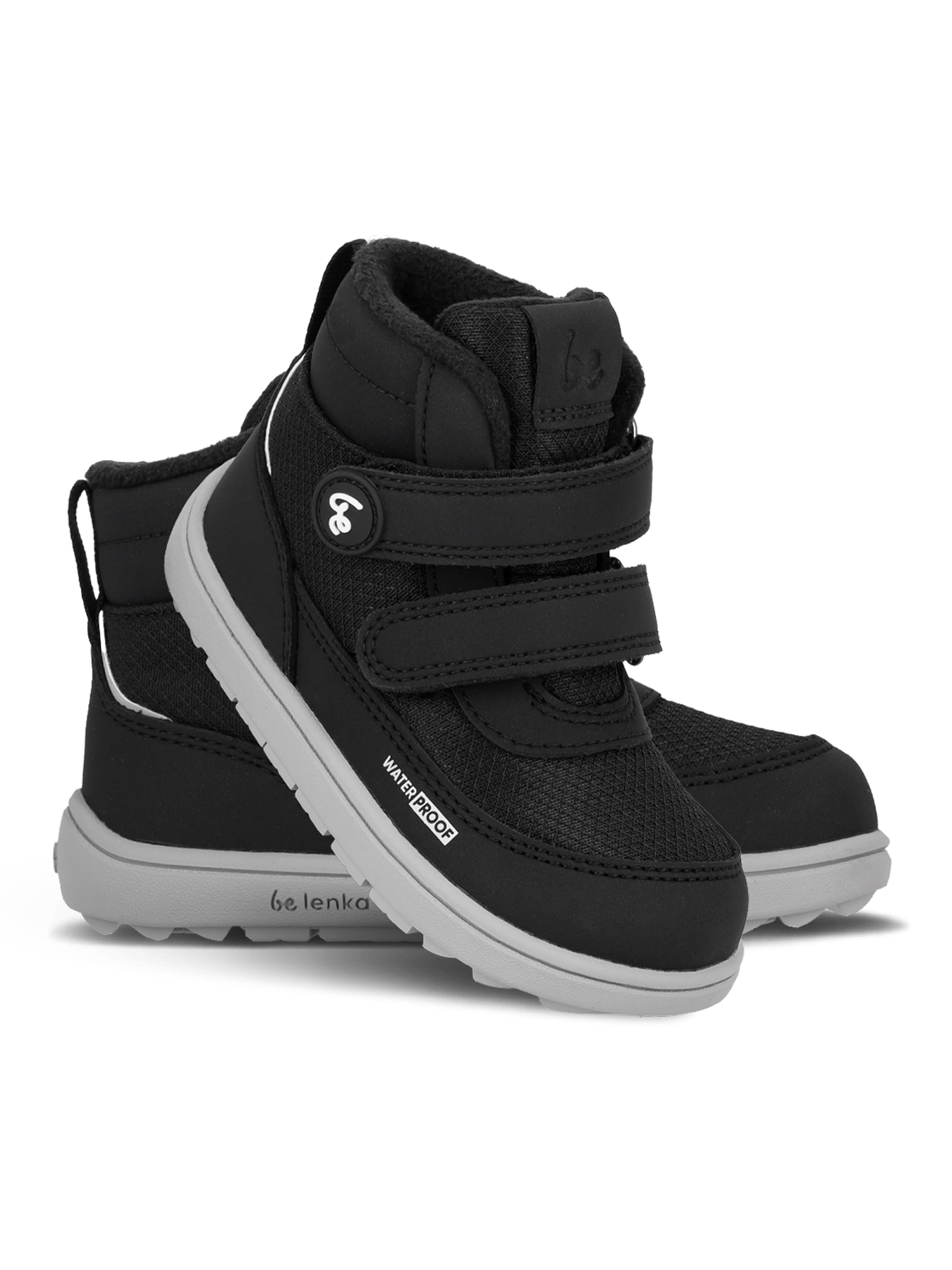 Kids winter barefoot boots Be Lenka Zippu Preschool - Black & Grey - Barefoot Shoe Store
