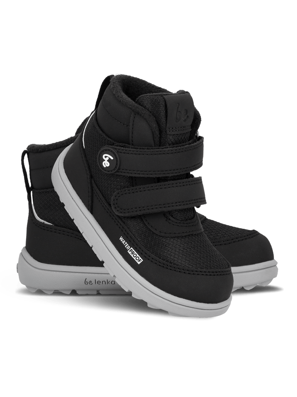 Kids winter barefoot boots Be Lenka Zippu Preschool - Black & Grey - Barefoot Shoe Store