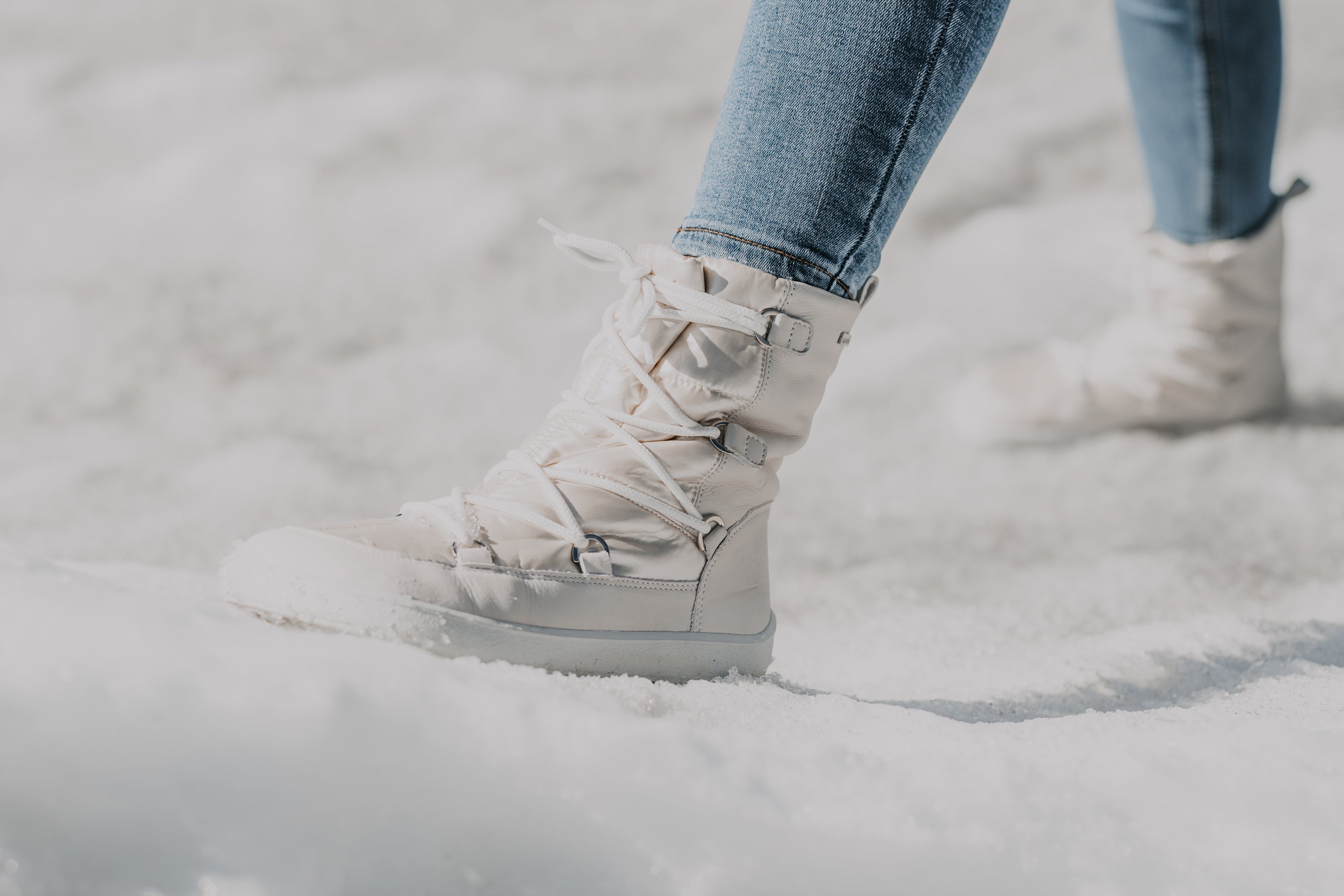 Winter Barefoot Boots Be Lenka Snowfox Woman - Pearl White